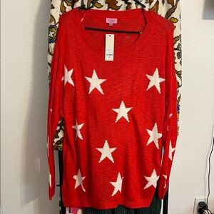 Francesca’s Collection Red Knit with White Stars